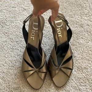 Dior metallic bronze strappy sandals